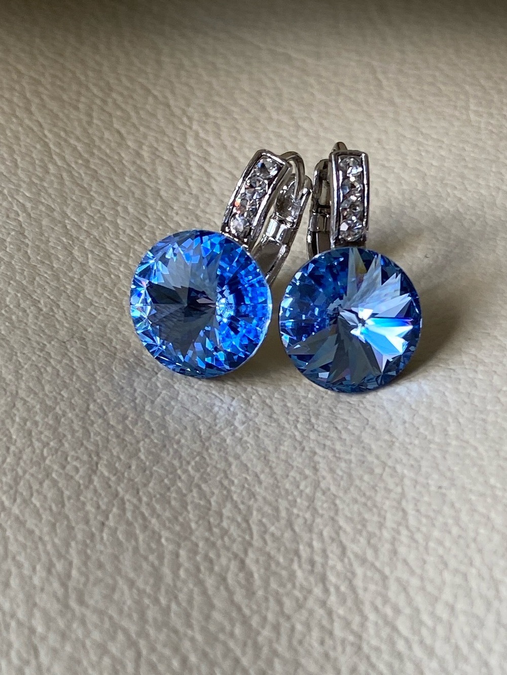 Sparkling Blue Crystal Drop Earrings